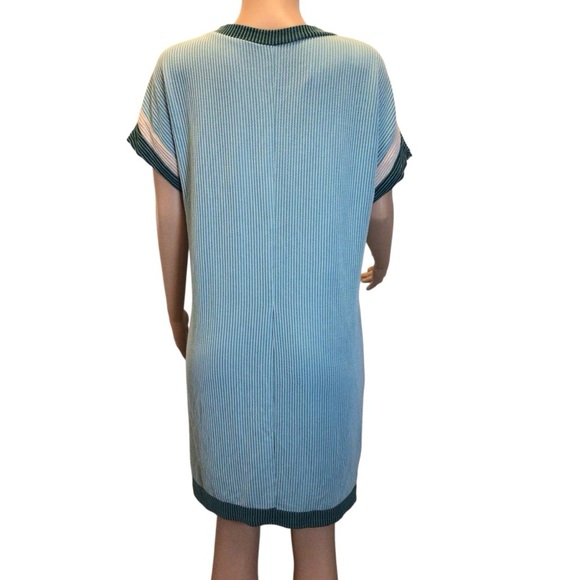 NWOT Women’s XL Casual T-Shirt Dress Aqua Green Ribbed Knit Short Sleeve Shift. - Picture 4 of 7